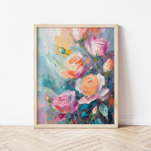 Pastel Floral Modern Impressionist Painting  Poster