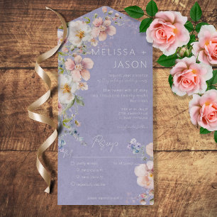 Pastel Floral Modern Purple All in One Invitation
