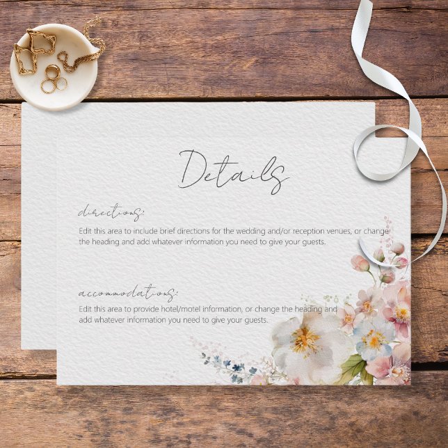 Pastel Floral Modern Wedding Details Enclosure Card (Creator Uploaded)