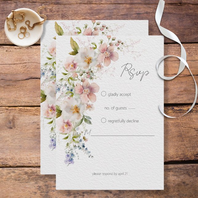 Pastel Floral Modern Wedding RSVP Card (Creator Uploaded)