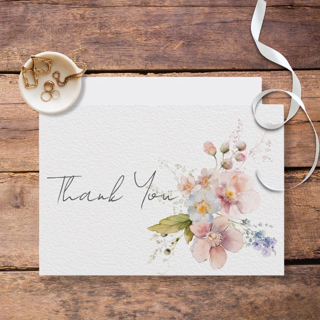 Pastel Floral Modern Wedding Thank You Card (Creator Uploaded)