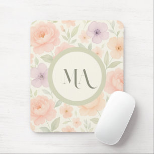 Pastel Floral Monogram Mousepad – Personalised