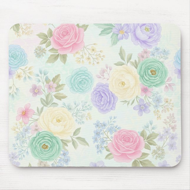 Pastel Floral Mouse Pad (Front)