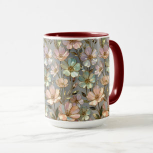 Pastel Floral Mug Elegant Botanical Coffee Cup