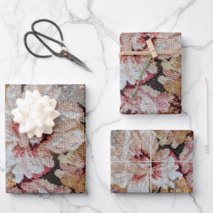 Pastel Floral Needlepoint Photography Wrapping Paper Sheet
