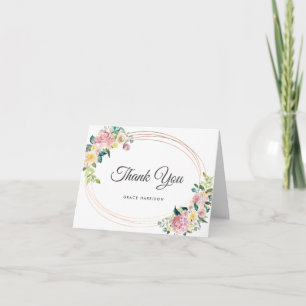 Pastel Floral Oval Frame Thank You Card