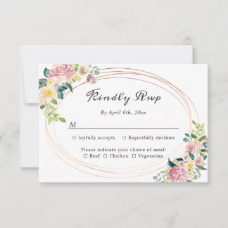 Pastel Floral Oval Wedding RSVP Card