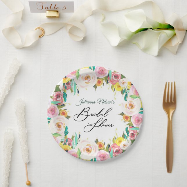 Pastel floral   paper plates (Wedding)