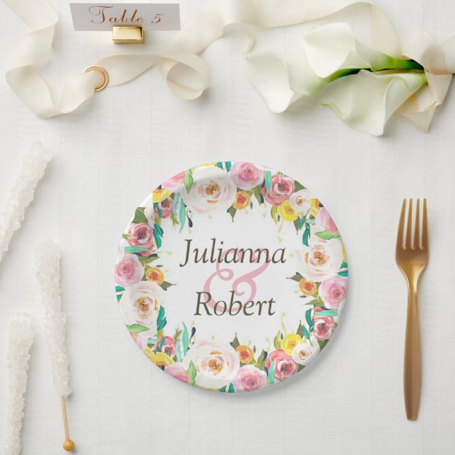 Pastel floral   paper plates (Wedding)