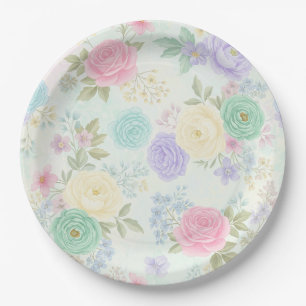 Pastel Floral Party Paper Plates 