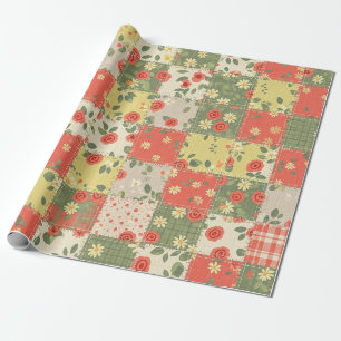 Pastel Floral Patchwork Picnic Pattern (11) Wrapping Paper
