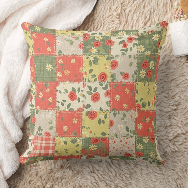 Pastel Floral Patchwork Picnic Pattern (12) Cushion (Blanket)