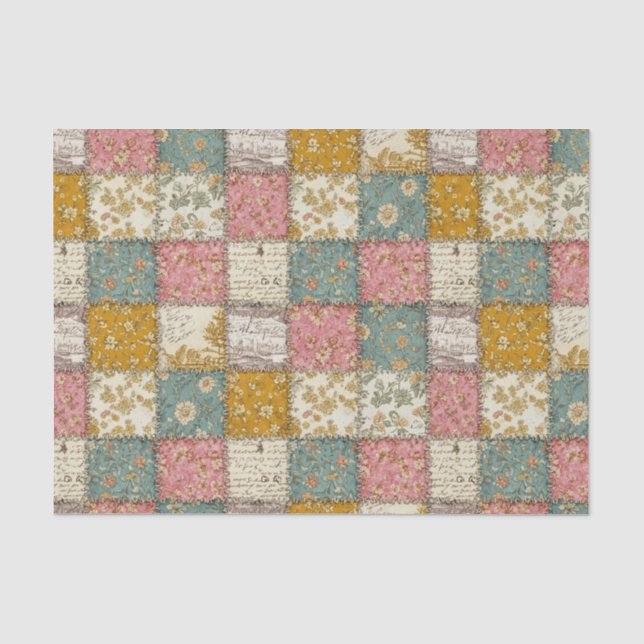 Pastel Floral Patchwork Picnic Pattern (12) Tissue Paper (Front)