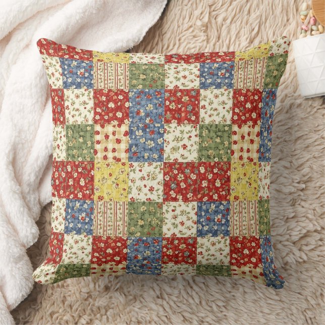 Pastel Floral Patchwork Picnic Pattern (14) Cushion (Blanket)