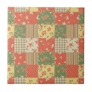 Pastel Floral Patchwork Picnic Pattern (2) Tile