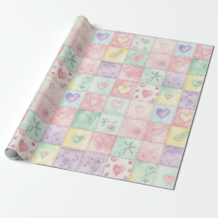 Pastel Floral Patchwork Picnic Pattern (3) Wrapping Paper