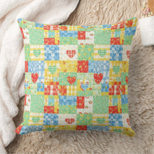 Pastel Floral Patchwork Picnic Pattern Cushion