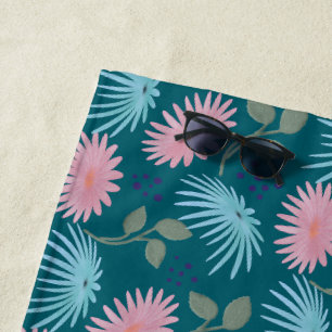 Pastel Floral Pattern  Beach Towel