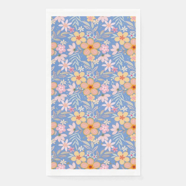 Pastel Floral pattern C01 Lblue BG Napkin (Front)