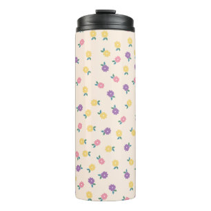 Pastel Floral Pattern – Cute Yellow, Pink & Purple Thermal Tumbler