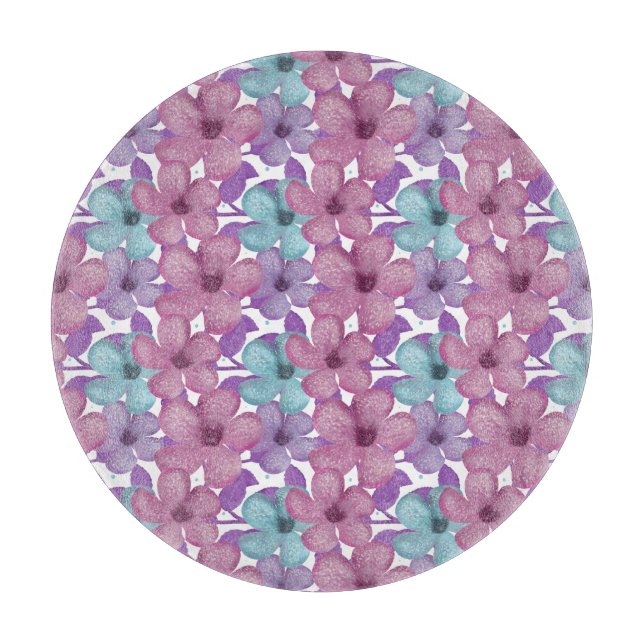 Pastel Floral Pattern Cutting Board (Front)