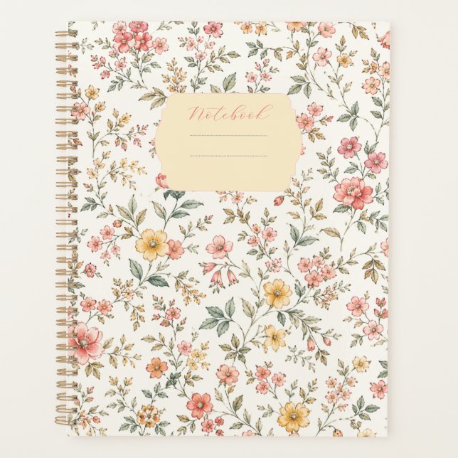 Pastel Floral Pattern Notebook Planner (Front)