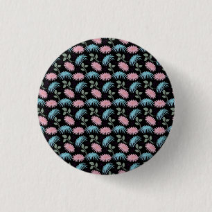 Pastel Floral Pattern on Black Background Cute D 3 Cm Round Badge