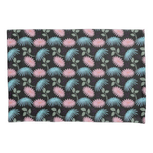 Pastel Floral Pattern on Black Background   Cute D Pillowcase