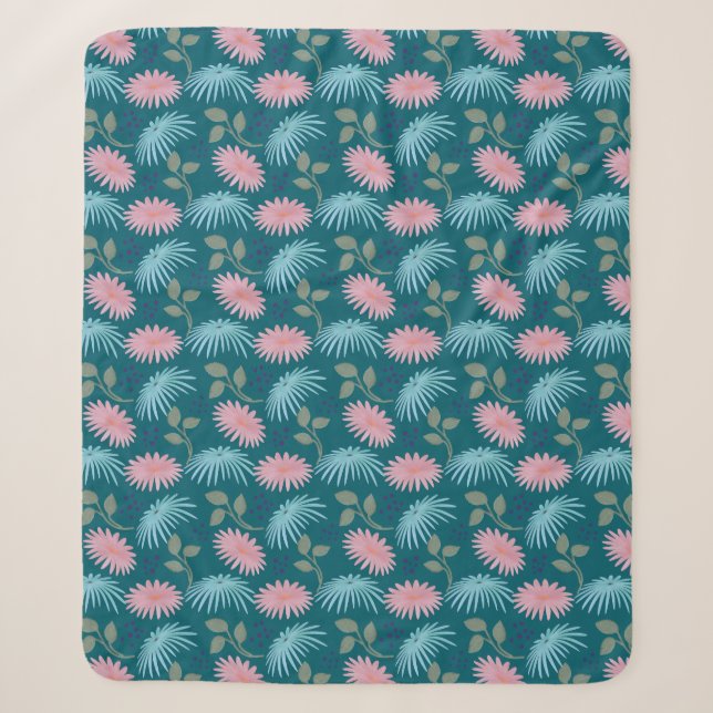 Pastel Floral Pattern  Sherpa Blanket (Front)