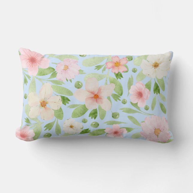 Pastel floral pattern throw pillow (Front)