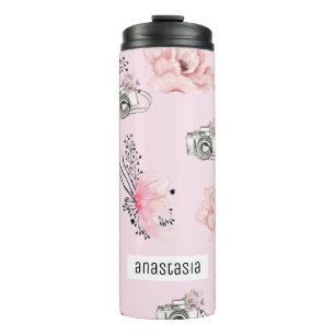 Pastel Floral Personalised Rose Thermal Tumbler