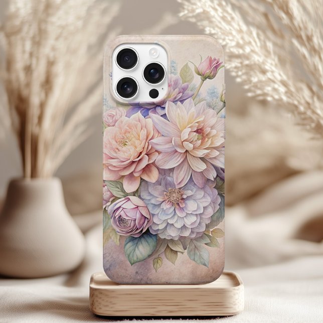 Pastel Floral Phone Case - Witch’s Garden Dreams (Pastel Floral Phone Case - Witch’s Garden Dreams on a table with neutral boho decor)