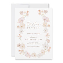 Pastel Floral Pink Peach Easter Brunch Invitation