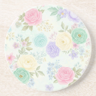 Pastel Floral Sandstone Coaster
