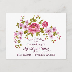 Pastel Floral "Save The Date" Announcement Postcard