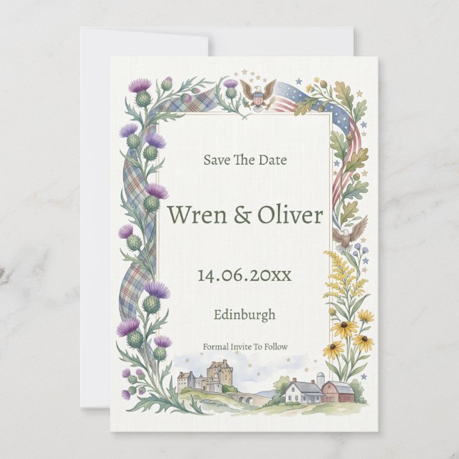 Pastel Floral Save the Date Card (Front)