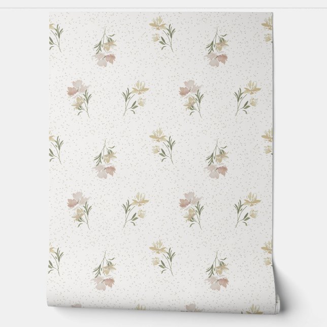 Pastel Floral Scatter Wallpaper (Unrolling)
