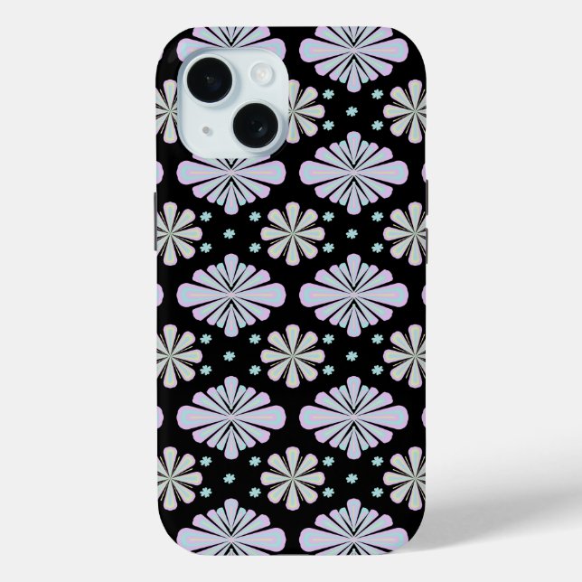 Pastel floral shapes on a black background Case-Mate iPhone case (Back)