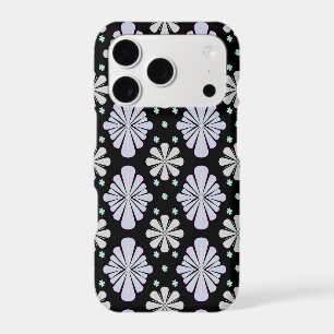 Pastel Floral Shapes on Black Background