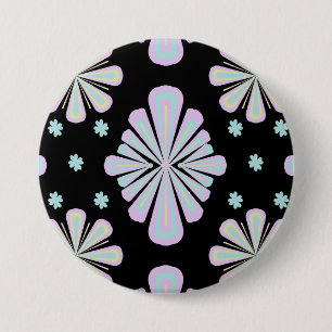 Pastel Floral Shapes on Black Background 7.5 Cm Round Badge