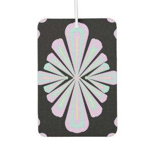 Pastel Floral Shapes on Black Background Car Air Freshener