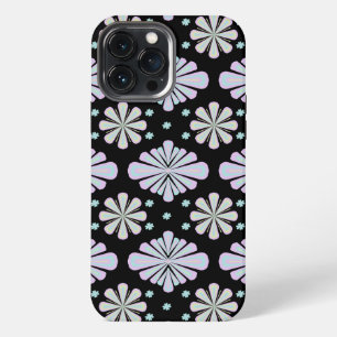 Pastel Floral Shapes on Black Background iPhone 13 Pro Max Case
