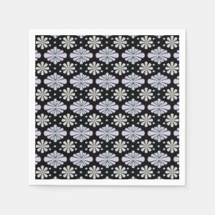 Pastel Floral Shapes on Black Background Napkin