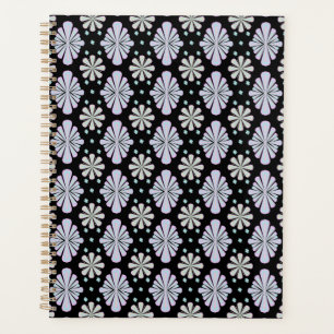 Pastel Floral Shapes on Black Background Planner