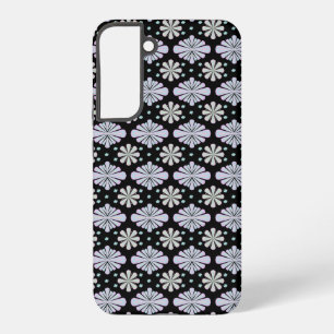 Pastel Floral Shapes on Black Background Samsung Galaxy Case