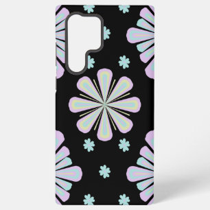 Pastel Floral Shapes on Black Background Samsung Galaxy Case