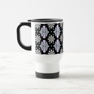 Pastel Floral Shapes on Black Background Travel Mug