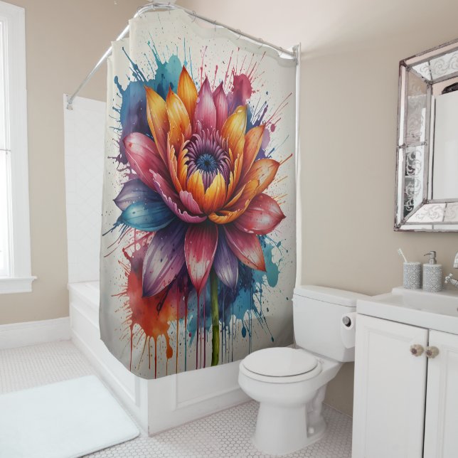 Pastel Floral Shower Curtain Set (In Situ)