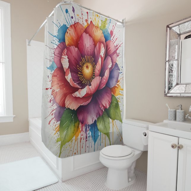 Pastel Floral Shower Curtain Set (In Situ)