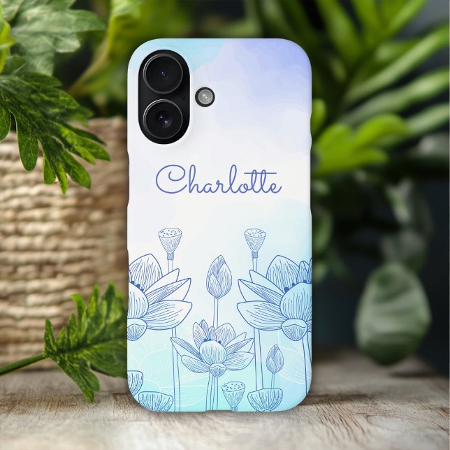 Pastel Floral Silhouette Overlay Personalised Name Case-Mate iPhone Case (Creator Uploaded)